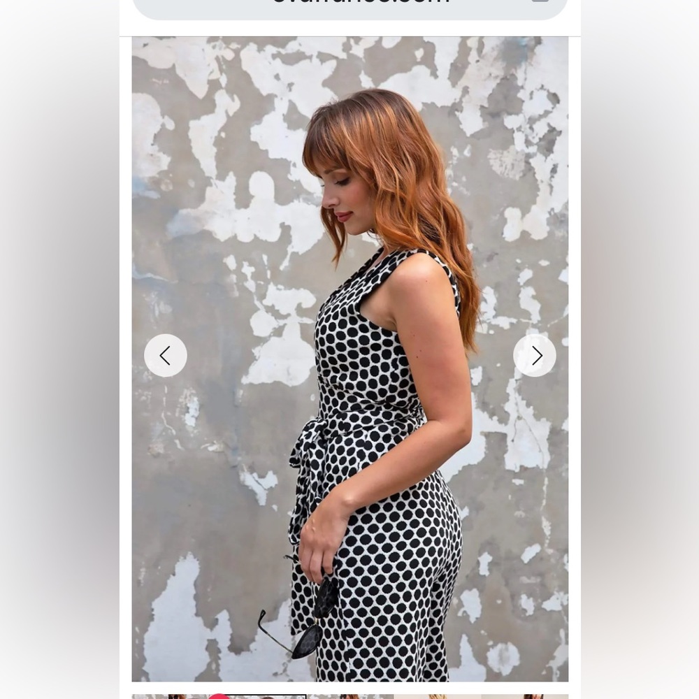 Eva Franco Black and White Polka Dot Jumpsuit Anthropologie XL - Picture 12 of 13